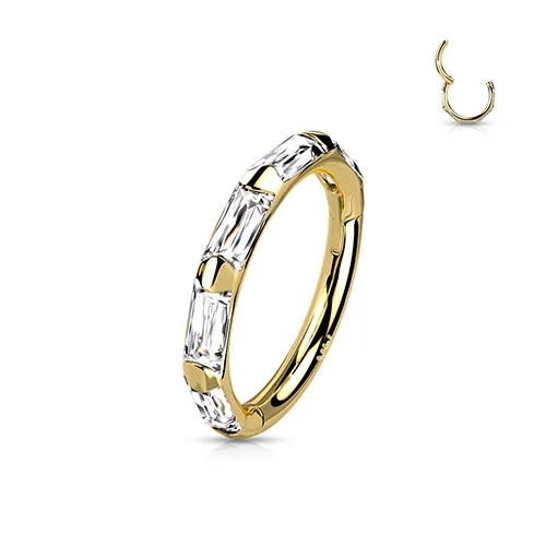 Baguette Segment Earring in 14K Yellow Gold