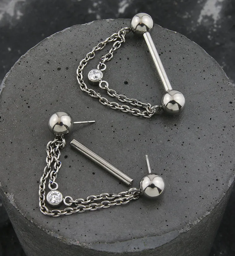 Ball End Dangle Chain Titanium Threadless Nipple Barbell