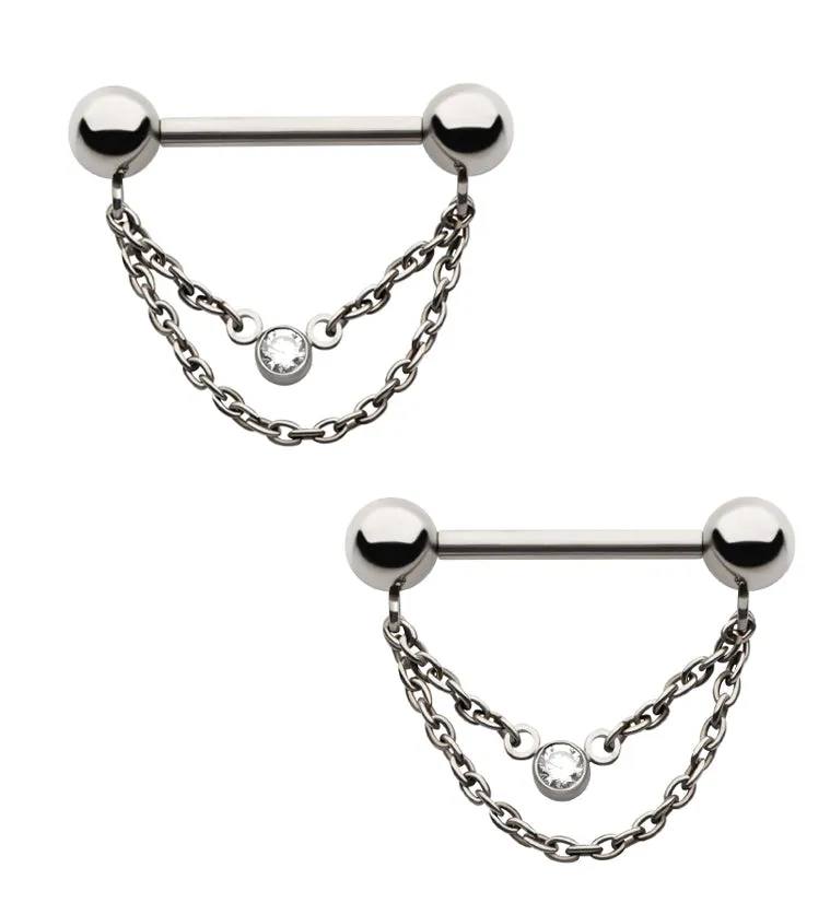 Ball End Dangle Chain Titanium Threadless Nipple Barbell