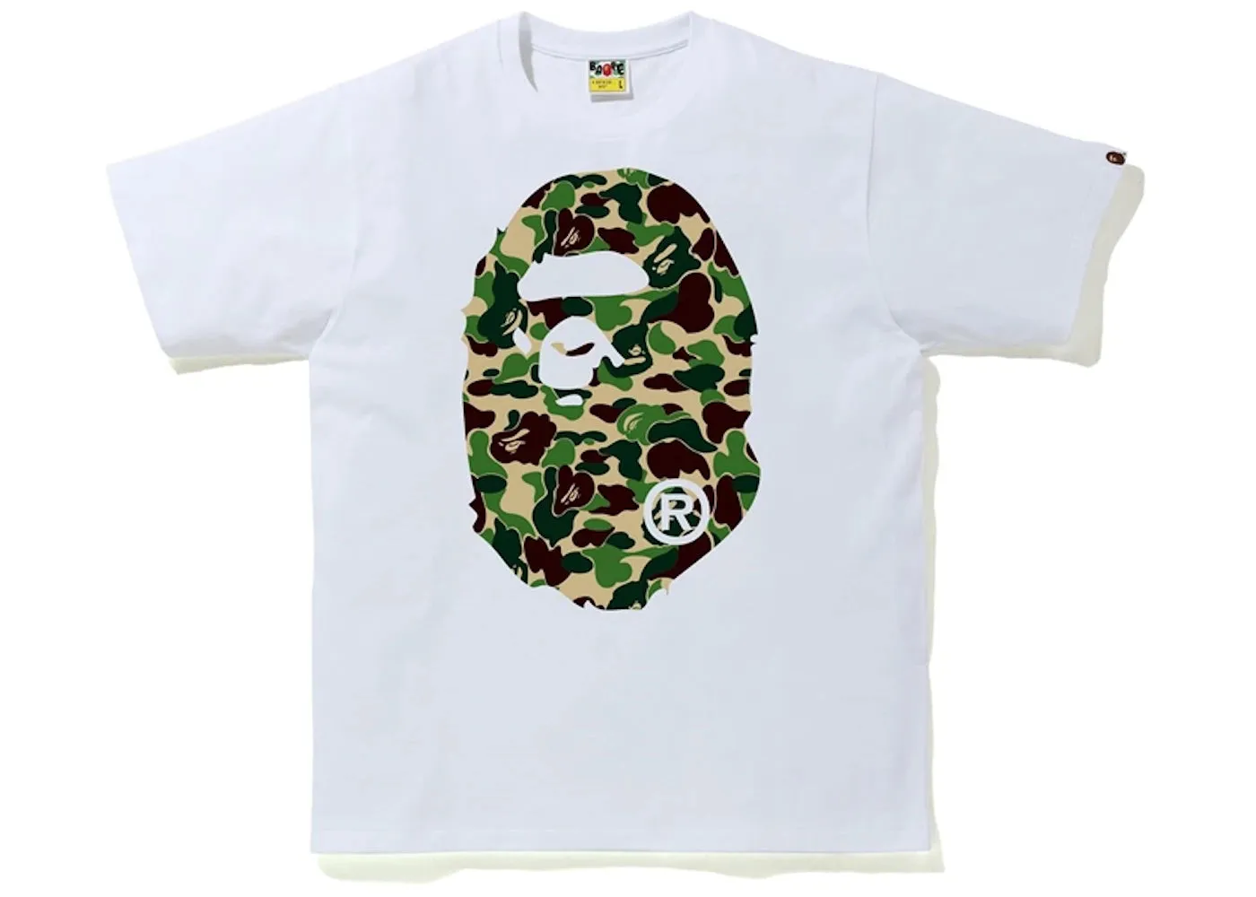 Bape ABC Camo Big Ape Head Tee 'White Green'