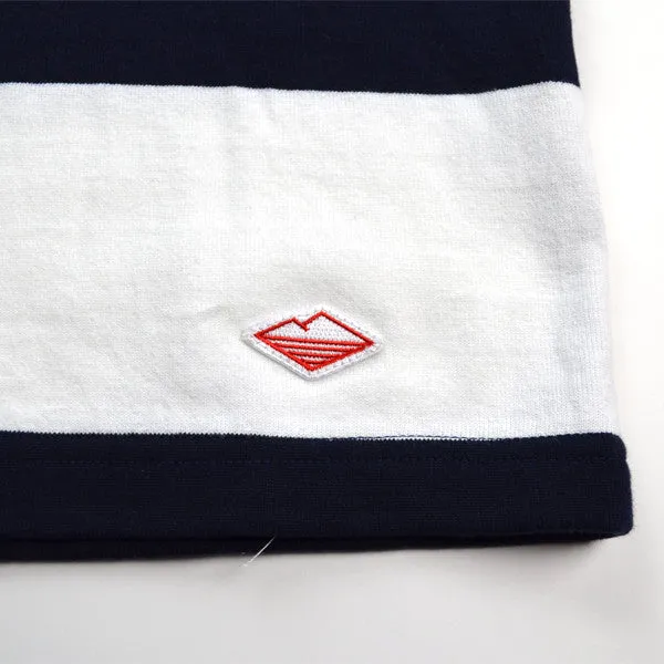 Battenwear – Rugby T-shirt – White and Navy Stripe