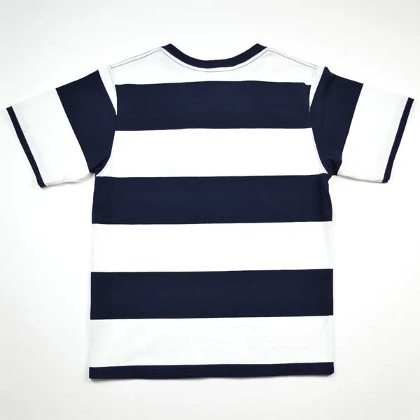 Battenwear – Rugby T-shirt – White and Navy Stripe