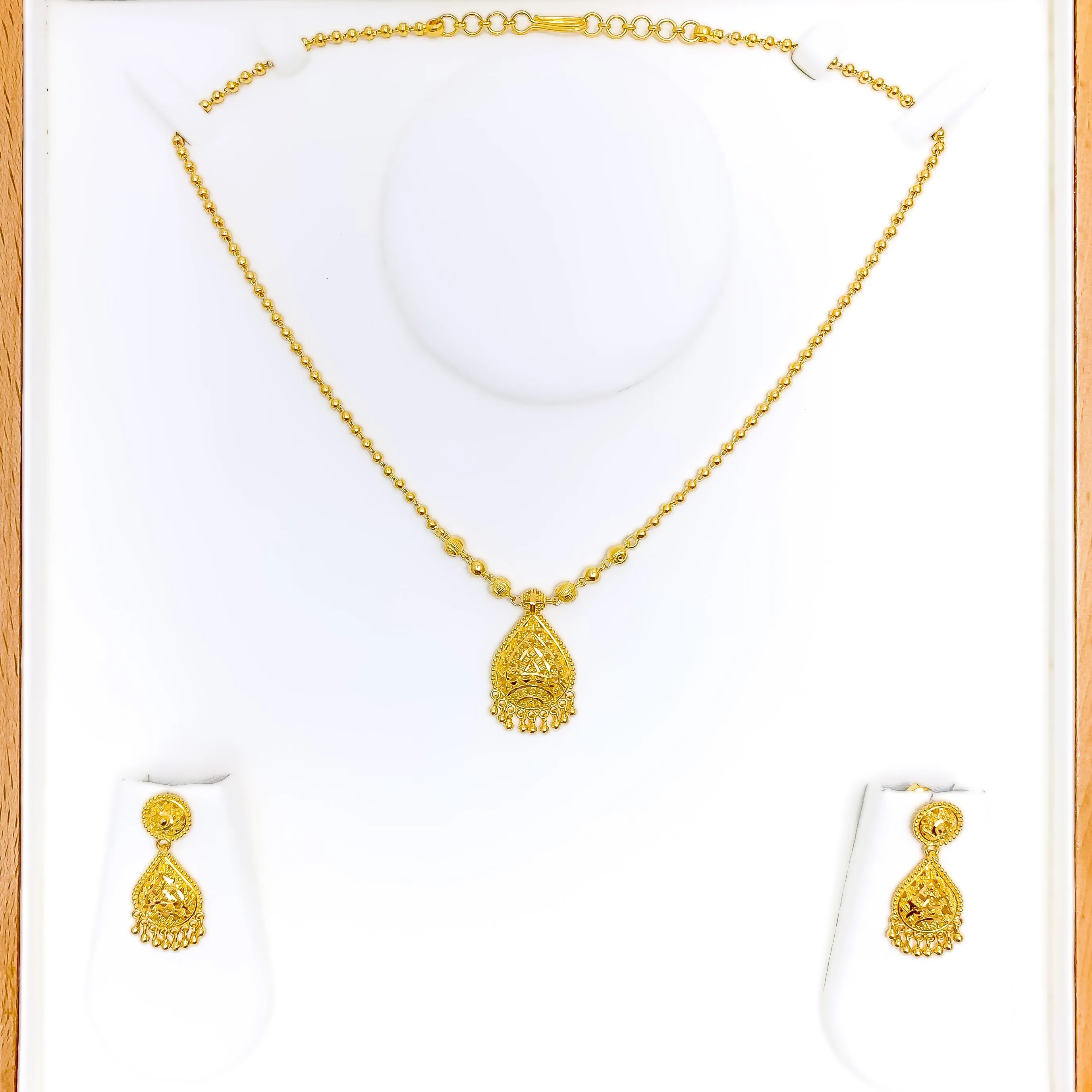 Beaded Drop 22k Gold Necklace Set