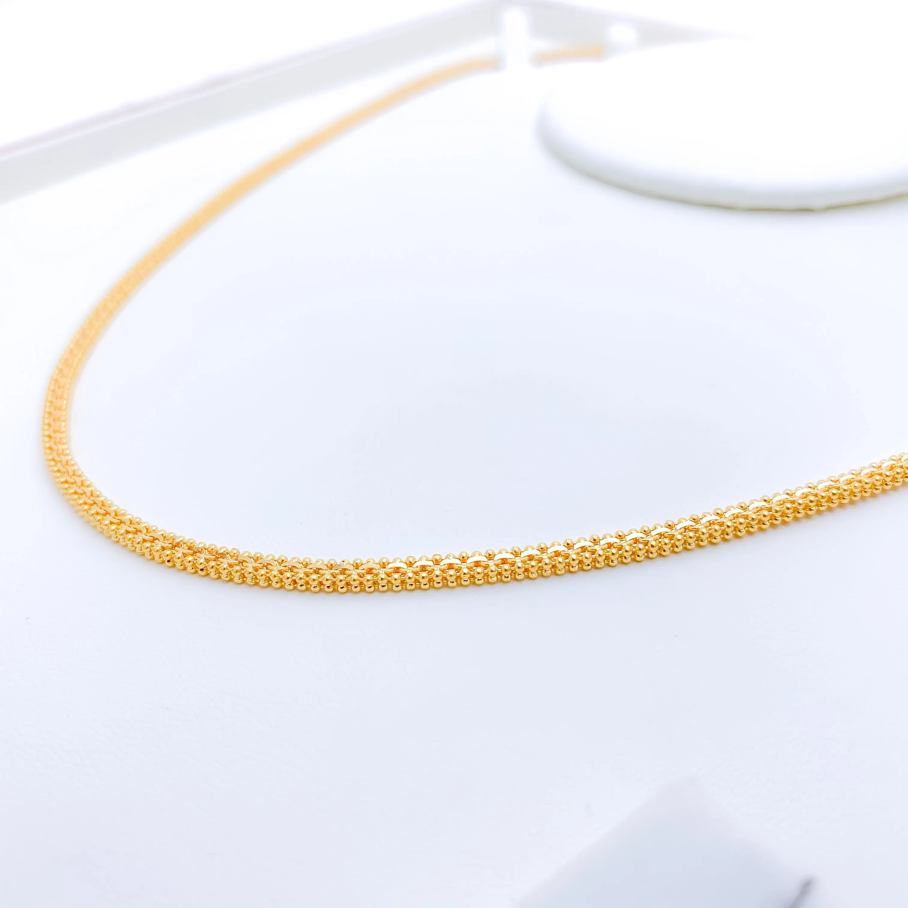 Beaded Square 22k Gold Chain - 26"