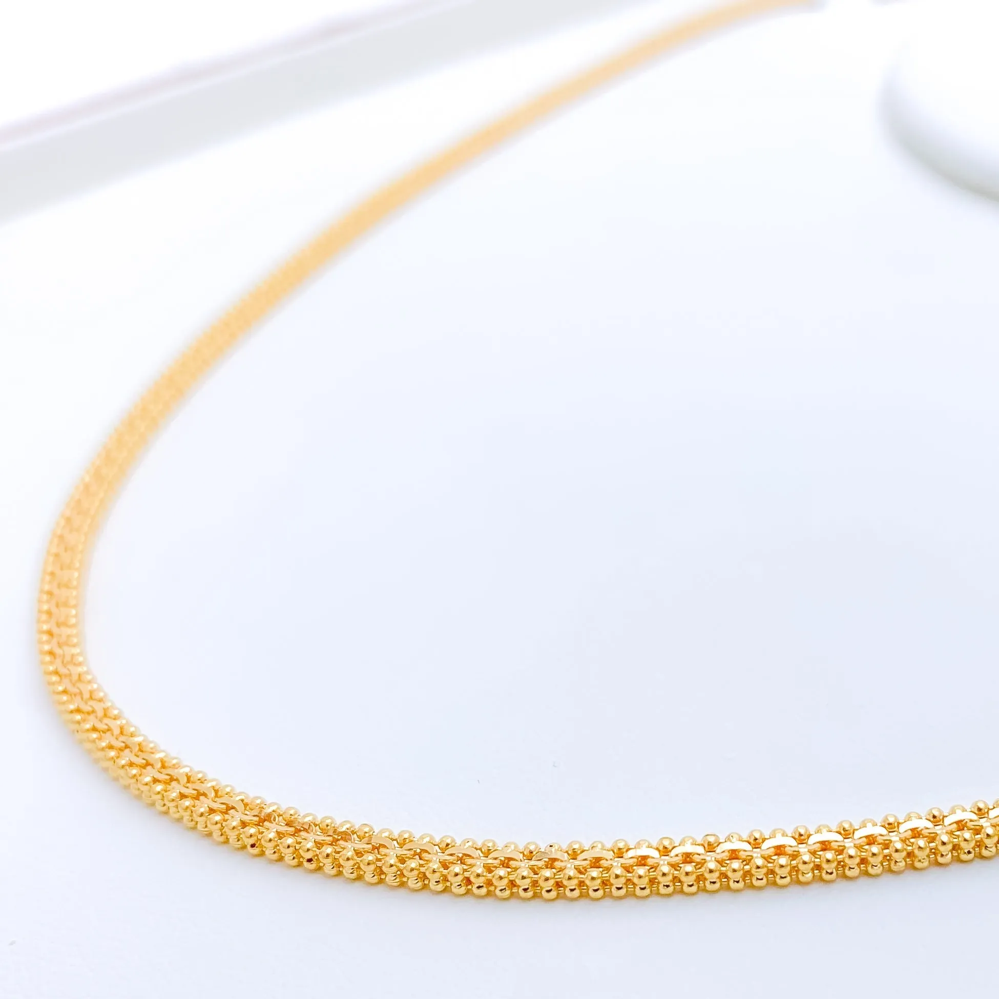 Beaded Square 22k Gold Chain - 26"