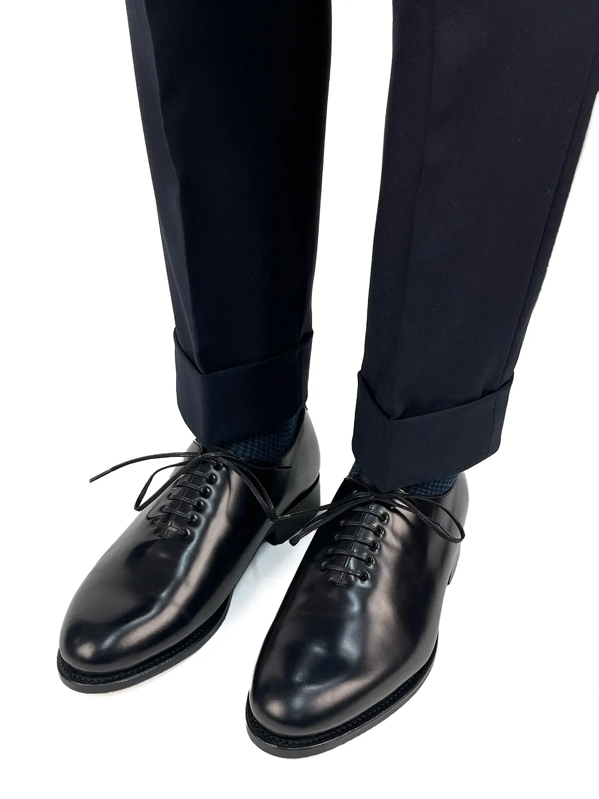 Black Leather Whole Cut Oxford Shoe