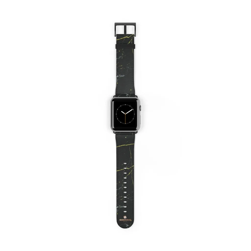 Black Marble Print Apple Watch Band, 38mm/42mm Band For Apple Watch- Made in USA