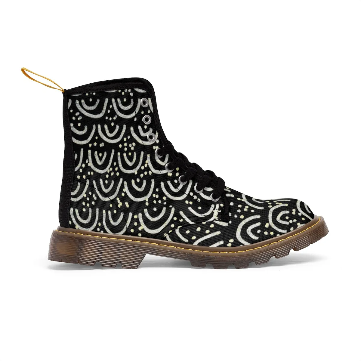 Black Mermaid Men's Winter Boots, Mermaid Scale Print Designer Men's  Boots Shoes