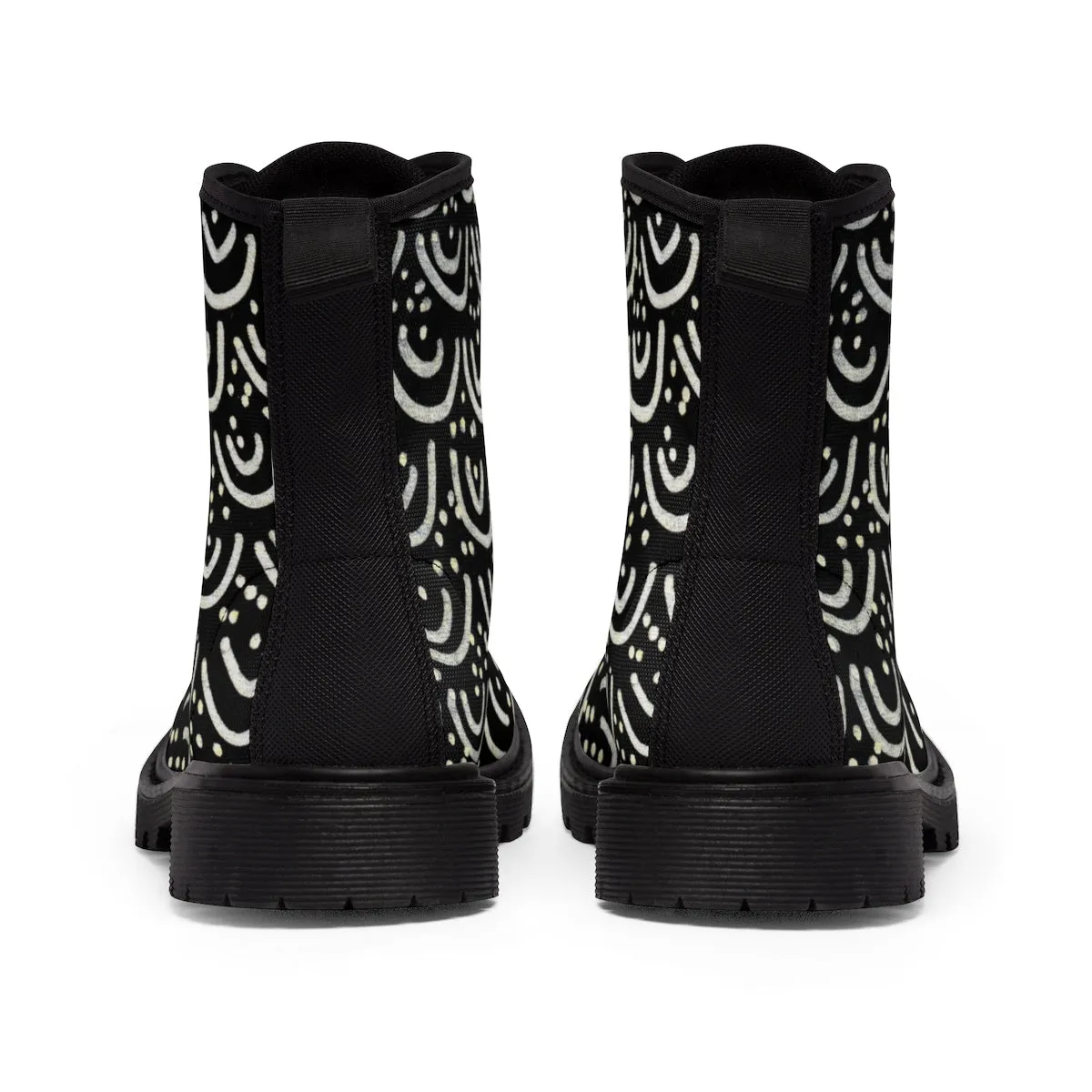 Black Mermaid Men's Winter Boots, Mermaid Scale Print Designer Men's  Boots Shoes