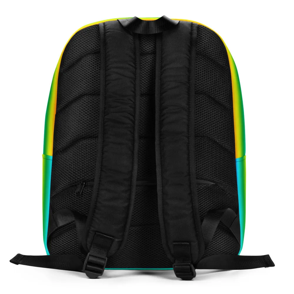 Black Rainbow Stripe Backpack, Gay Pride Striped Minimalist Laptop Backpack- Made in EU