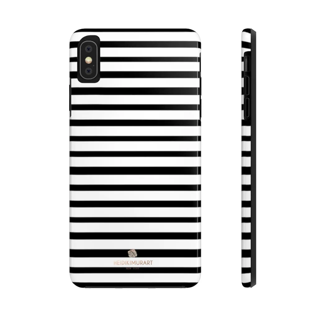 Black White Striped iPhone Case, Designer Case Mate Tough Samsung Galaxy Phone Cases