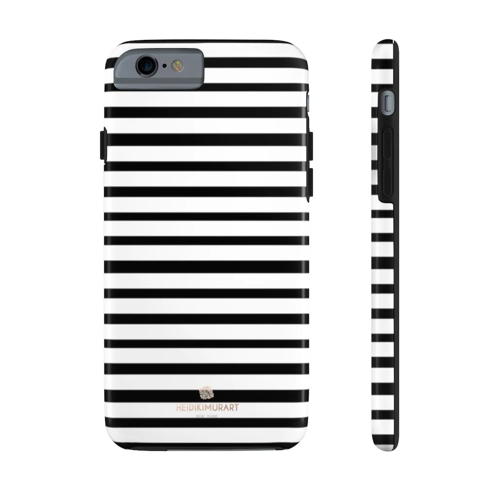 Black White Striped iPhone Case, Designer Case Mate Tough Samsung Galaxy Phone Cases