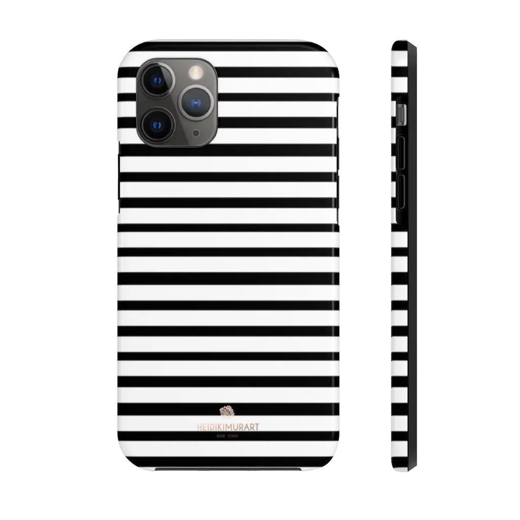 Black White Striped iPhone Case, Designer Case Mate Tough Samsung Galaxy Phone Cases