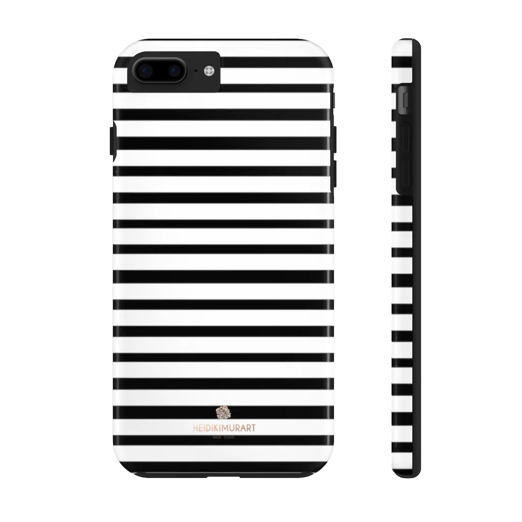 Black White Striped iPhone Case, Designer Case Mate Tough Samsung Galaxy Phone Cases