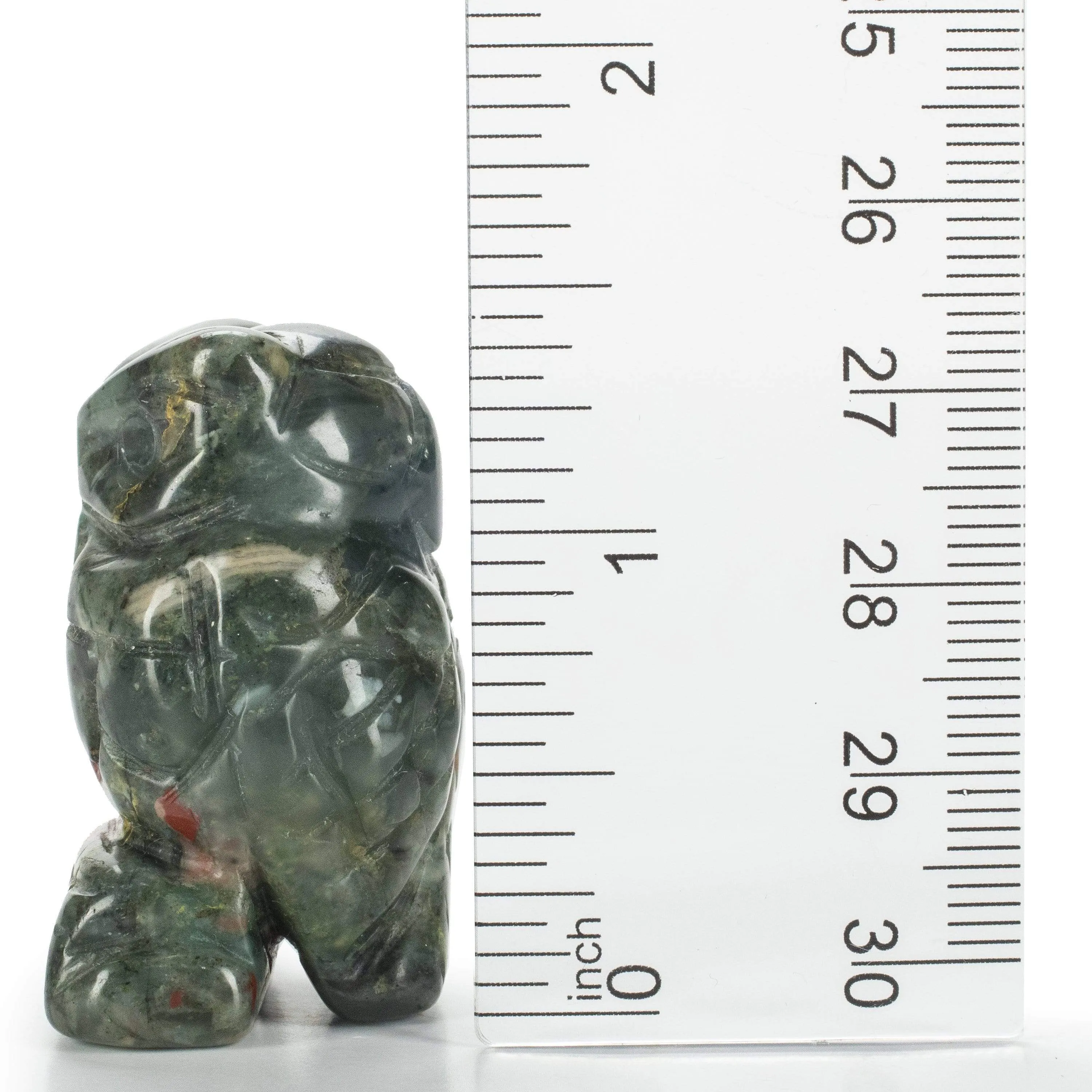 Bloodstone Owl 1.5 Natural Gemstone Carving