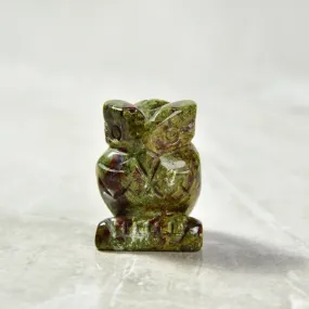 Bloodstone Owl 1.5 Natural Gemstone Carving