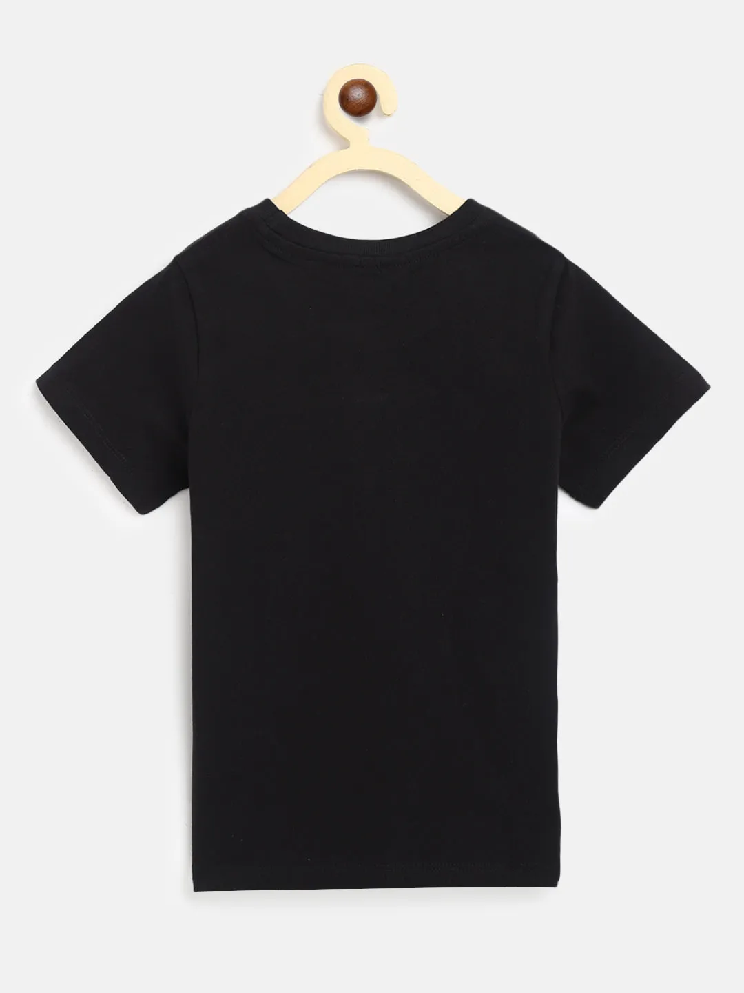 Boys Black Solid Cotton T-Shirt