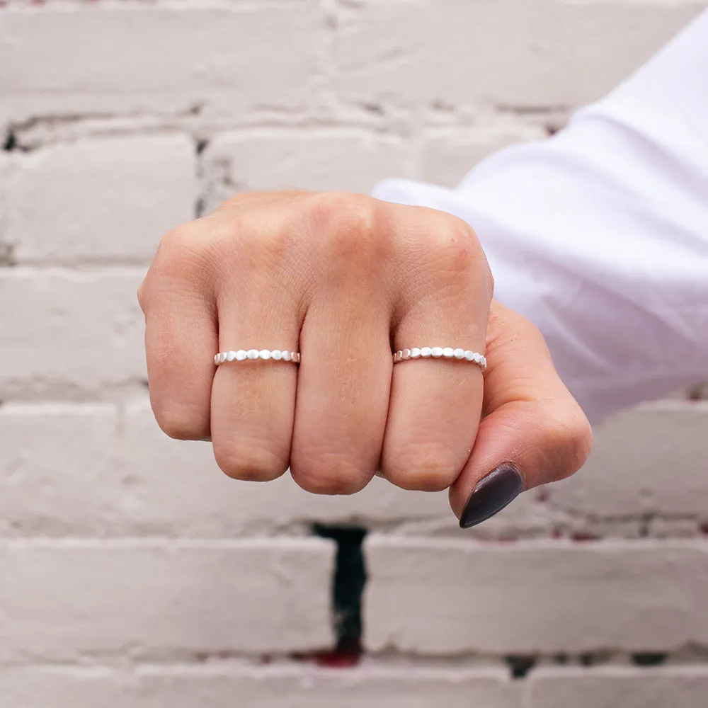 Brushed Silver Dotted Ring