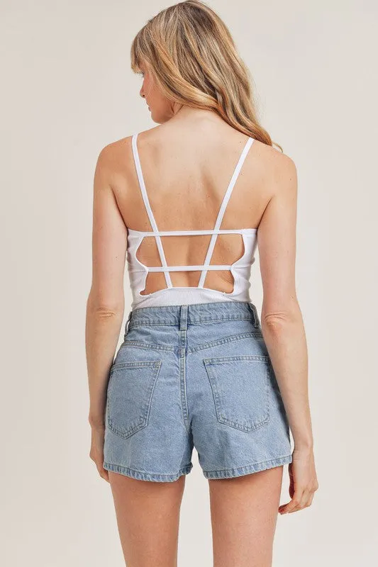 Caged Back Sleeveless Bodysuit