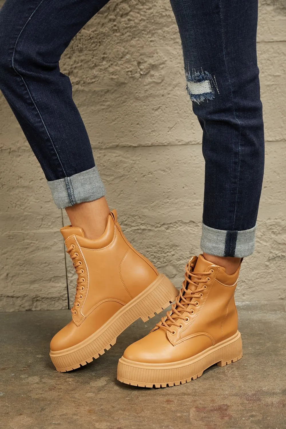 Caramel Platform Combat Boots