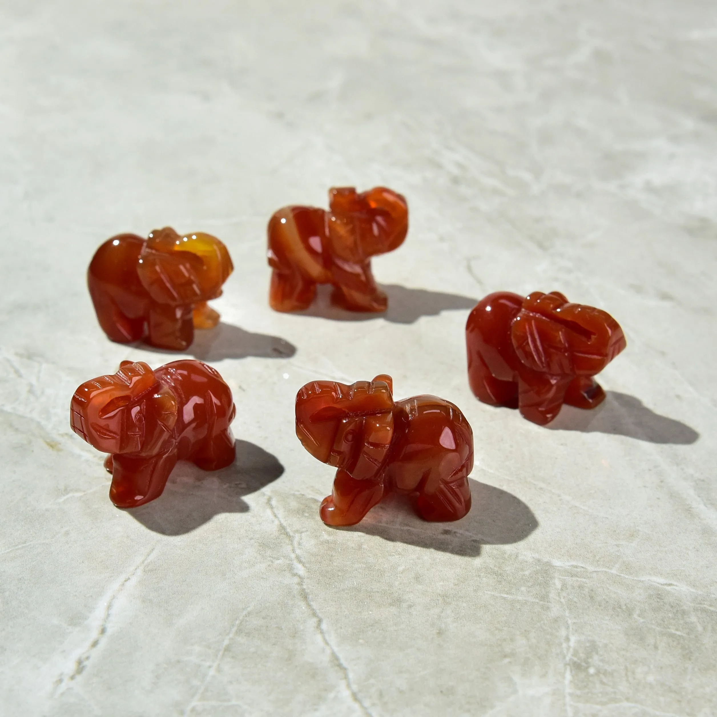 Carnelian Elephant 1.5'' Natural Gemstone Carving