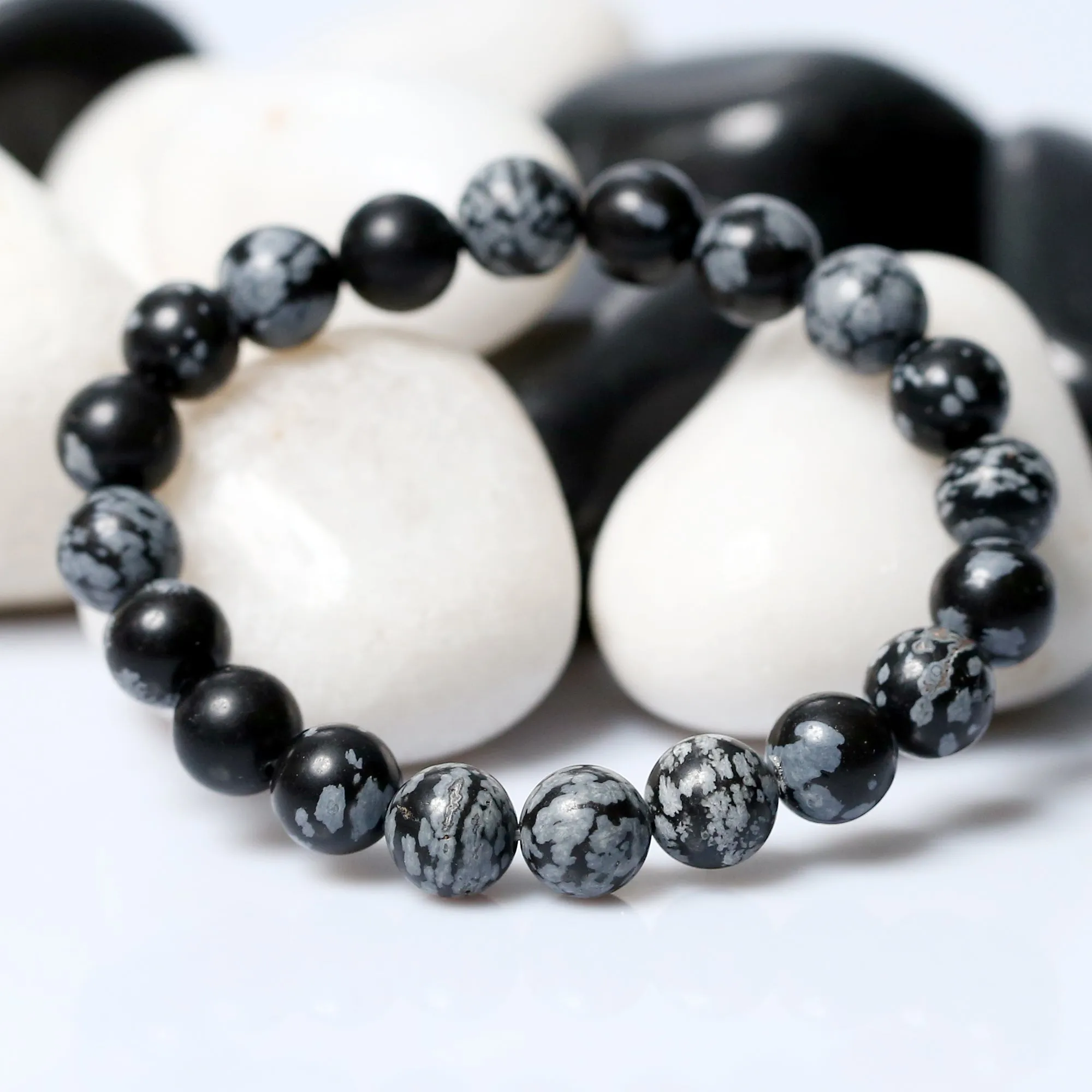 Certified Snowflake 8mm Natural Stone Bracelet