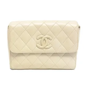 CHANEL - CC Quilted Leather Flap - Ecru/ Gold-tone - Shoulder Bag/ Crossbody