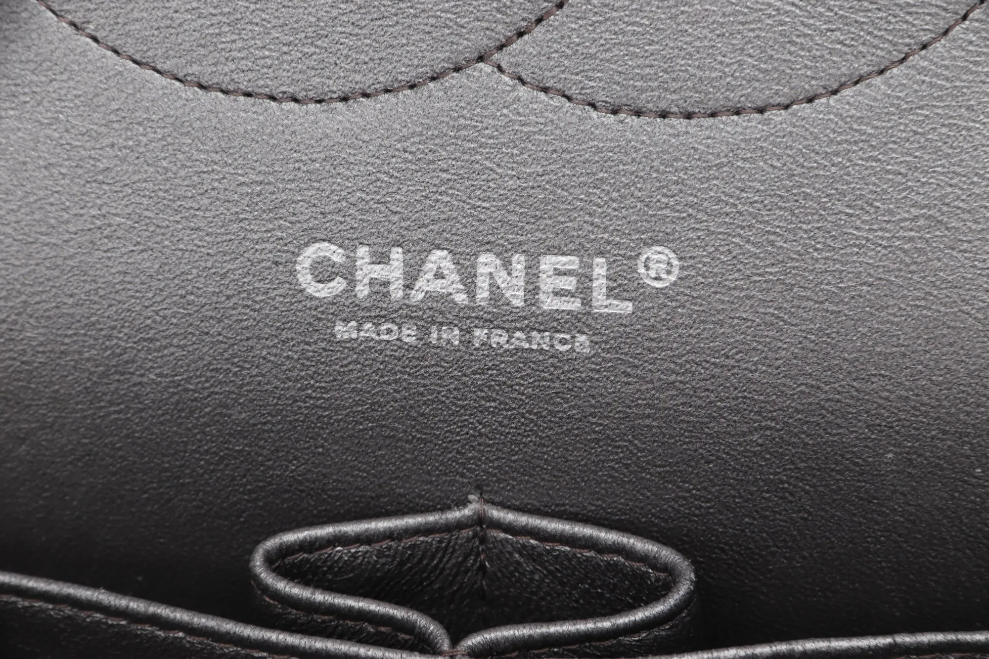 Chanel Classic Flap (1879xxxx) Jumbo Size, Metallic Grey Lambskin, Silver Hardware, with Dust Cover & Box, no Card