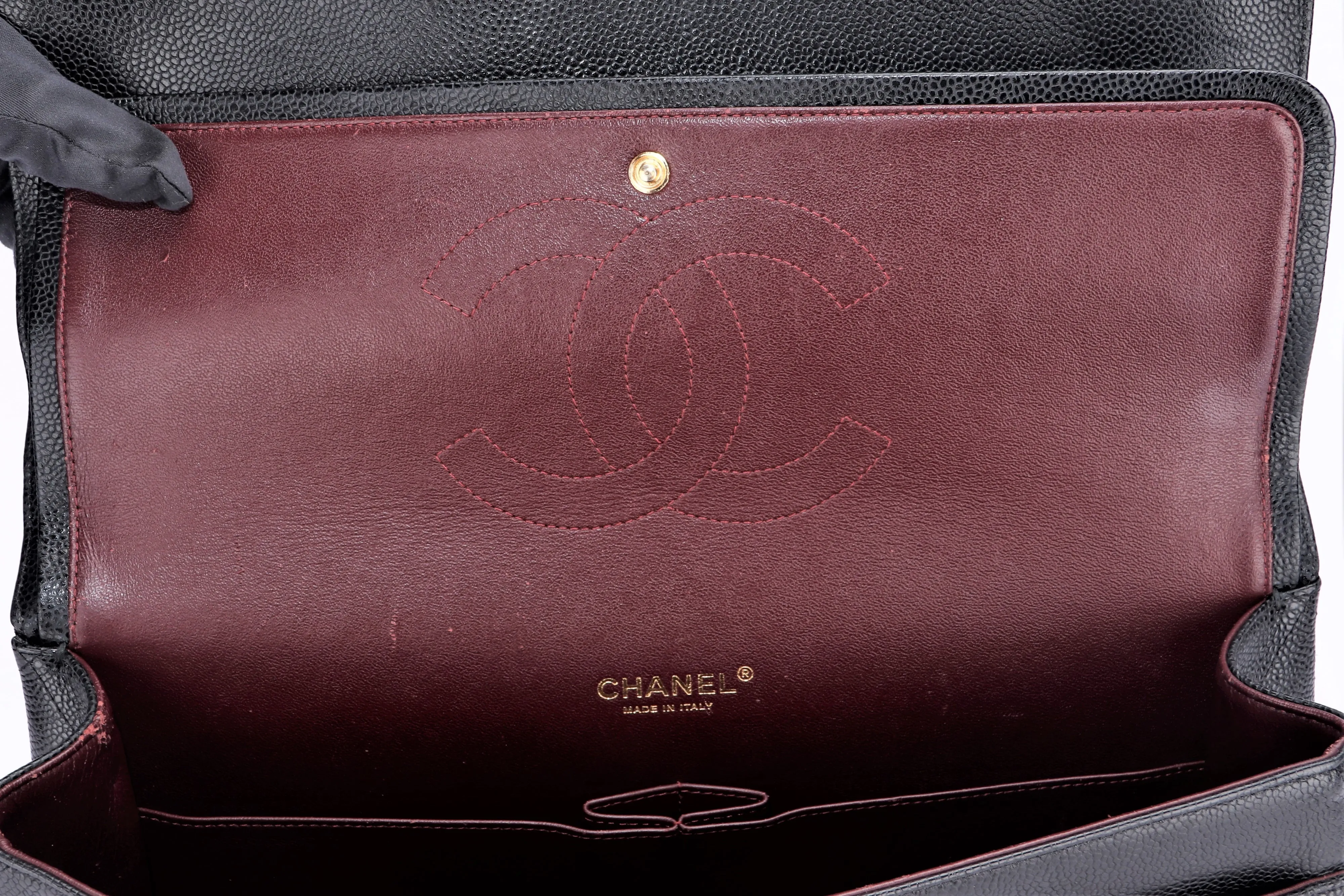 CHANEL CLASSIC FLAP MAXI (1971xxxx) BLACK CAVIAR LEATHER, GOLD HAREDWARE, WITH CARD, NO DUST COVER