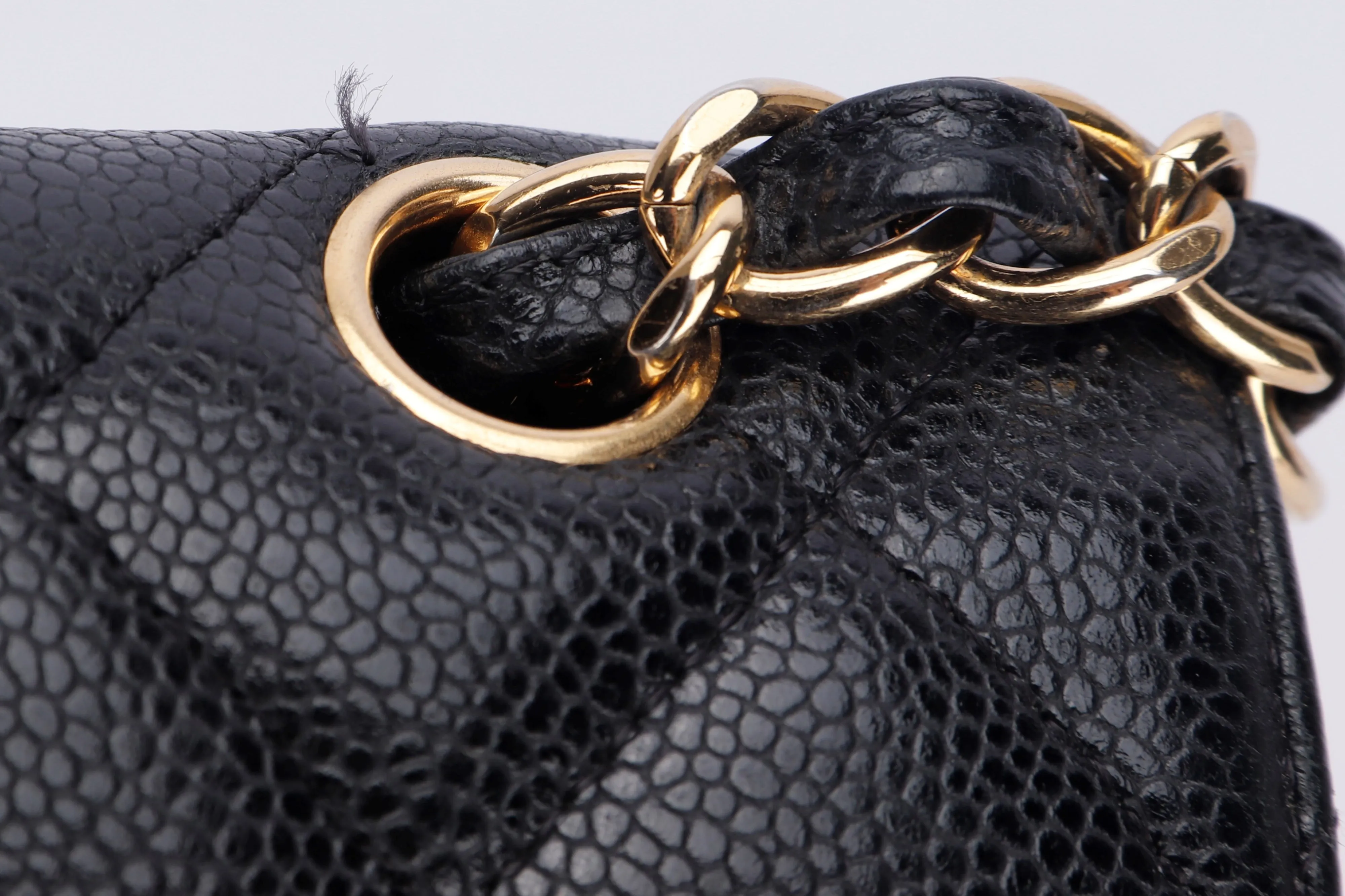 CHANEL CLASSIC FLAP MAXI (1971xxxx) BLACK CAVIAR LEATHER, GOLD HAREDWARE, WITH CARD, NO DUST COVER