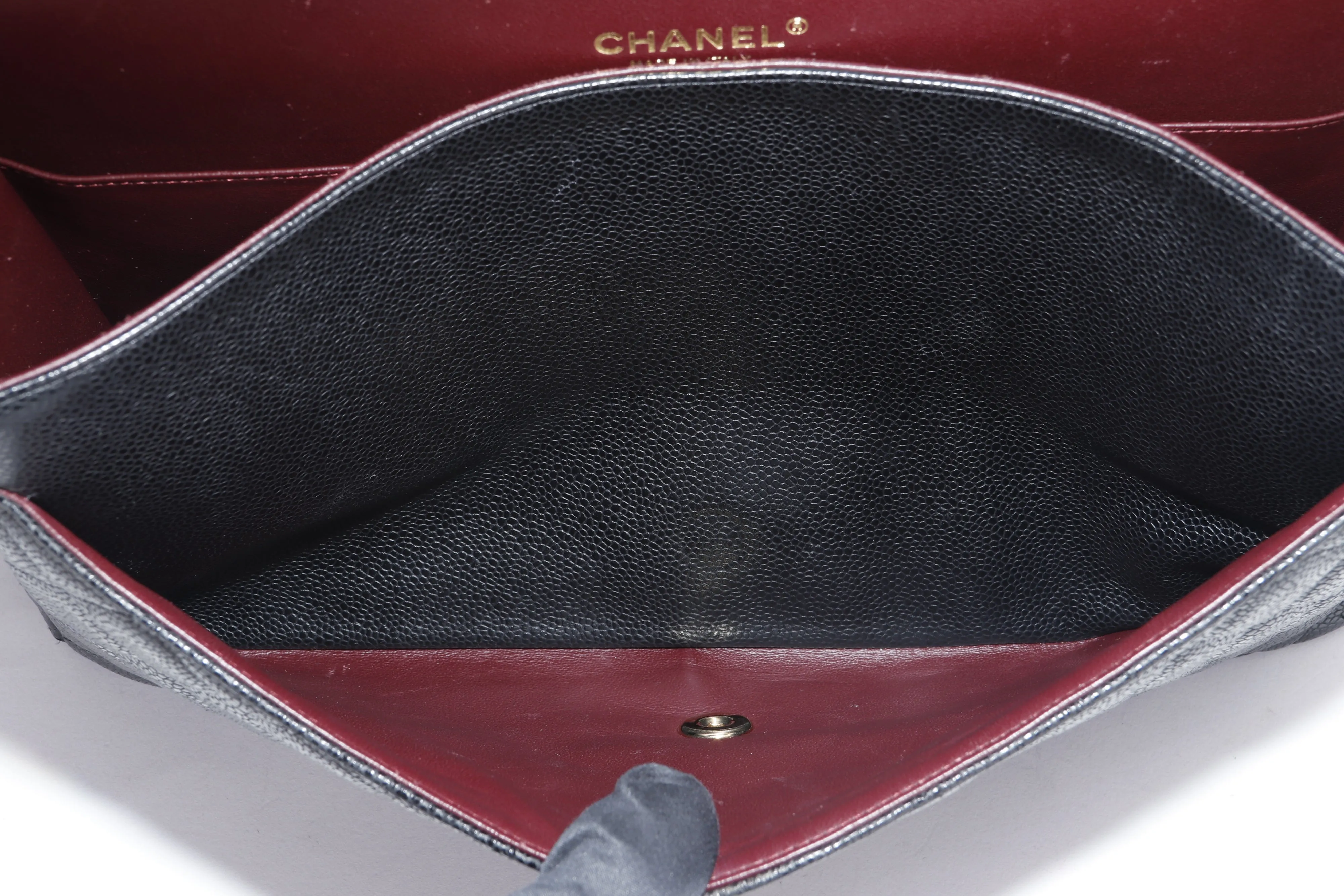 CHANEL CLASSIC FLAP MAXI (1971xxxx) BLACK CAVIAR LEATHER, GOLD HAREDWARE, WITH CARD, NO DUST COVER