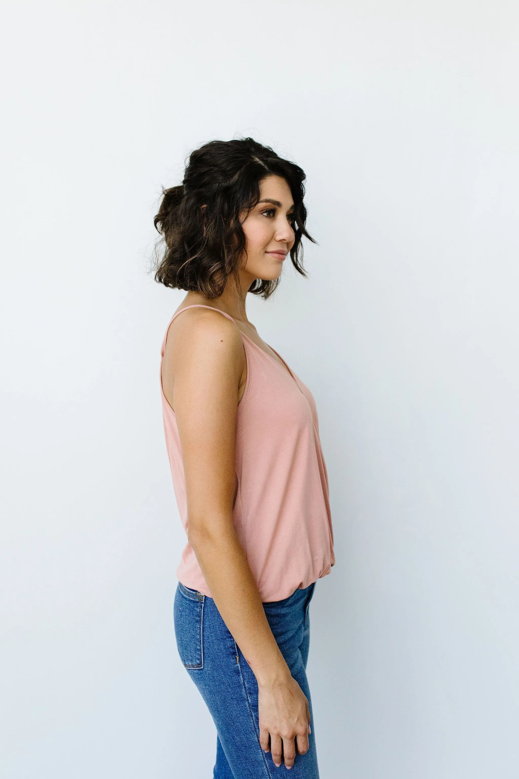 Charlize Surplice Tank In Blush - On Hand