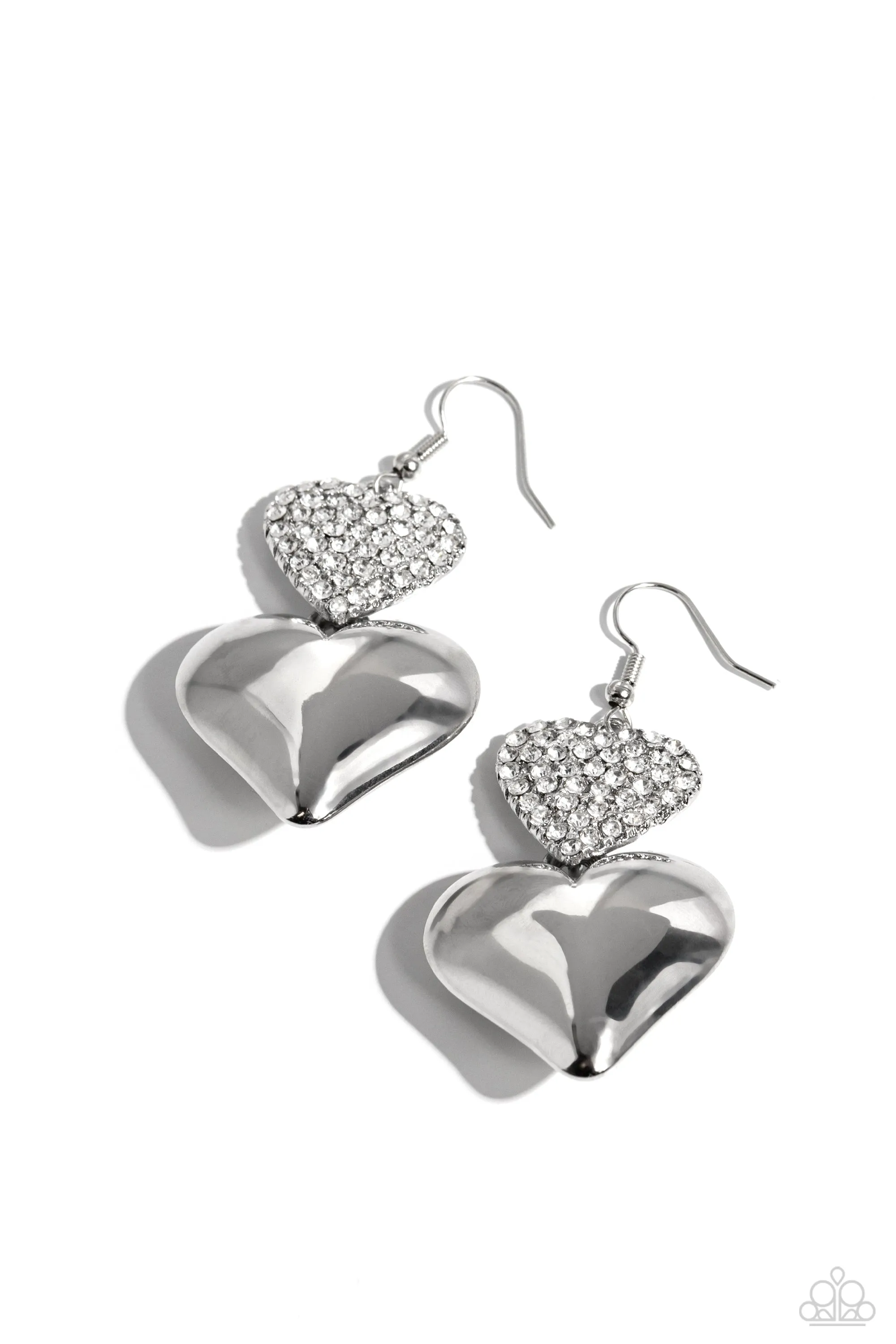 Charming Connection White Heart Earrings - Paparazzi Accessories