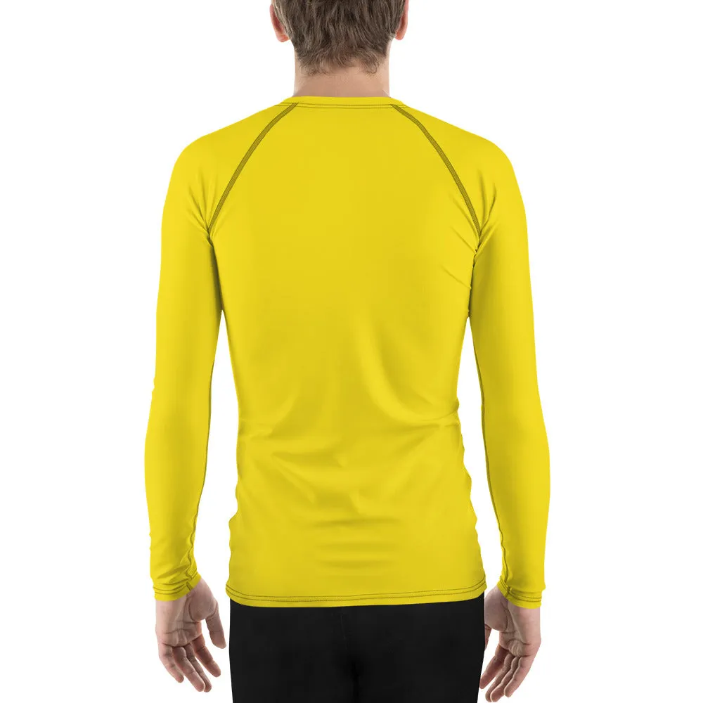 Classic Charm: Men's Solid Color Long Sleeve Rash Guard - Golden Sun