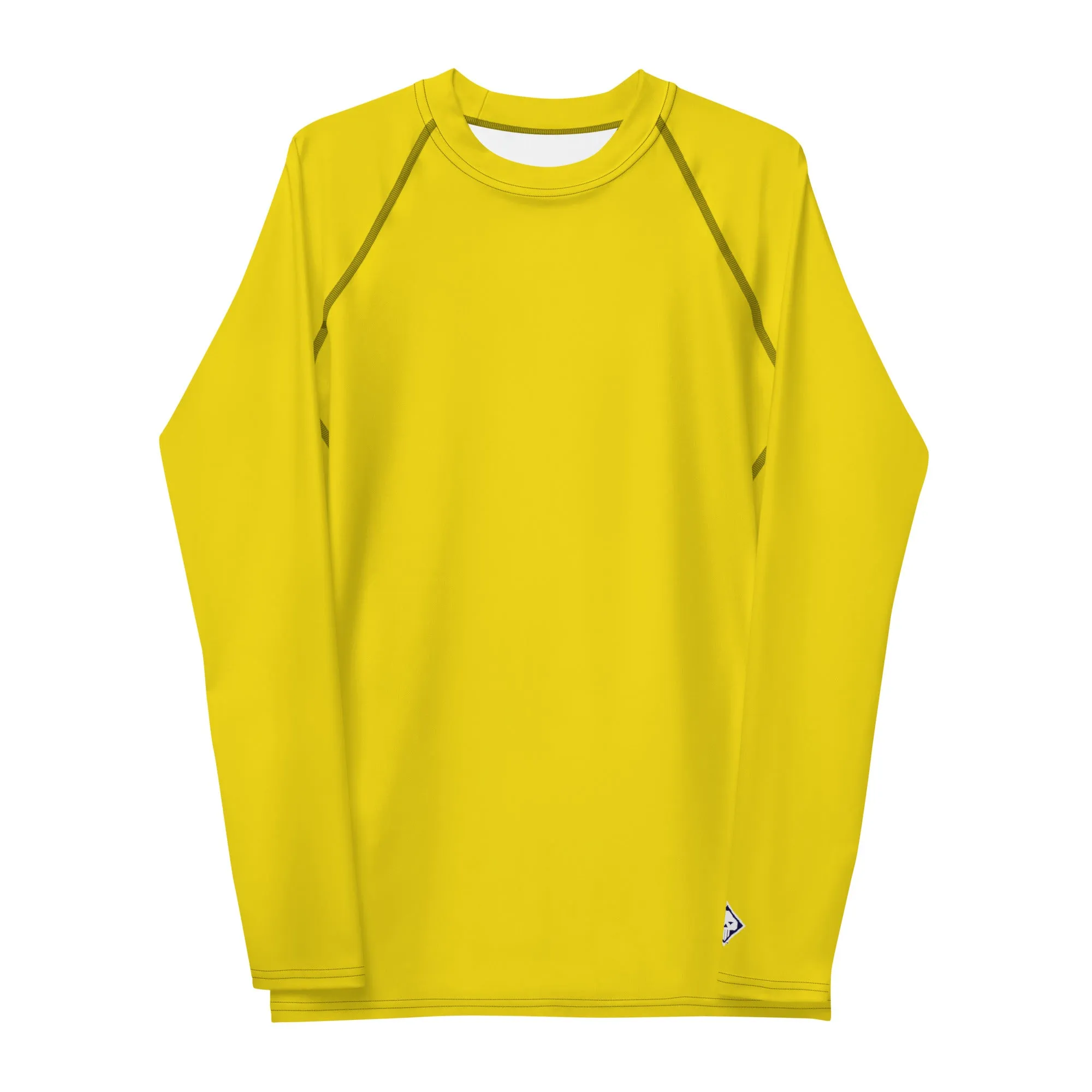 Classic Charm: Men's Solid Color Long Sleeve Rash Guard - Golden Sun