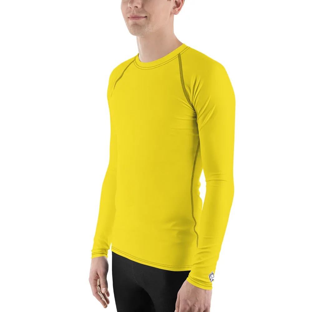 Classic Charm: Men's Solid Color Long Sleeve Rash Guard - Golden Sun