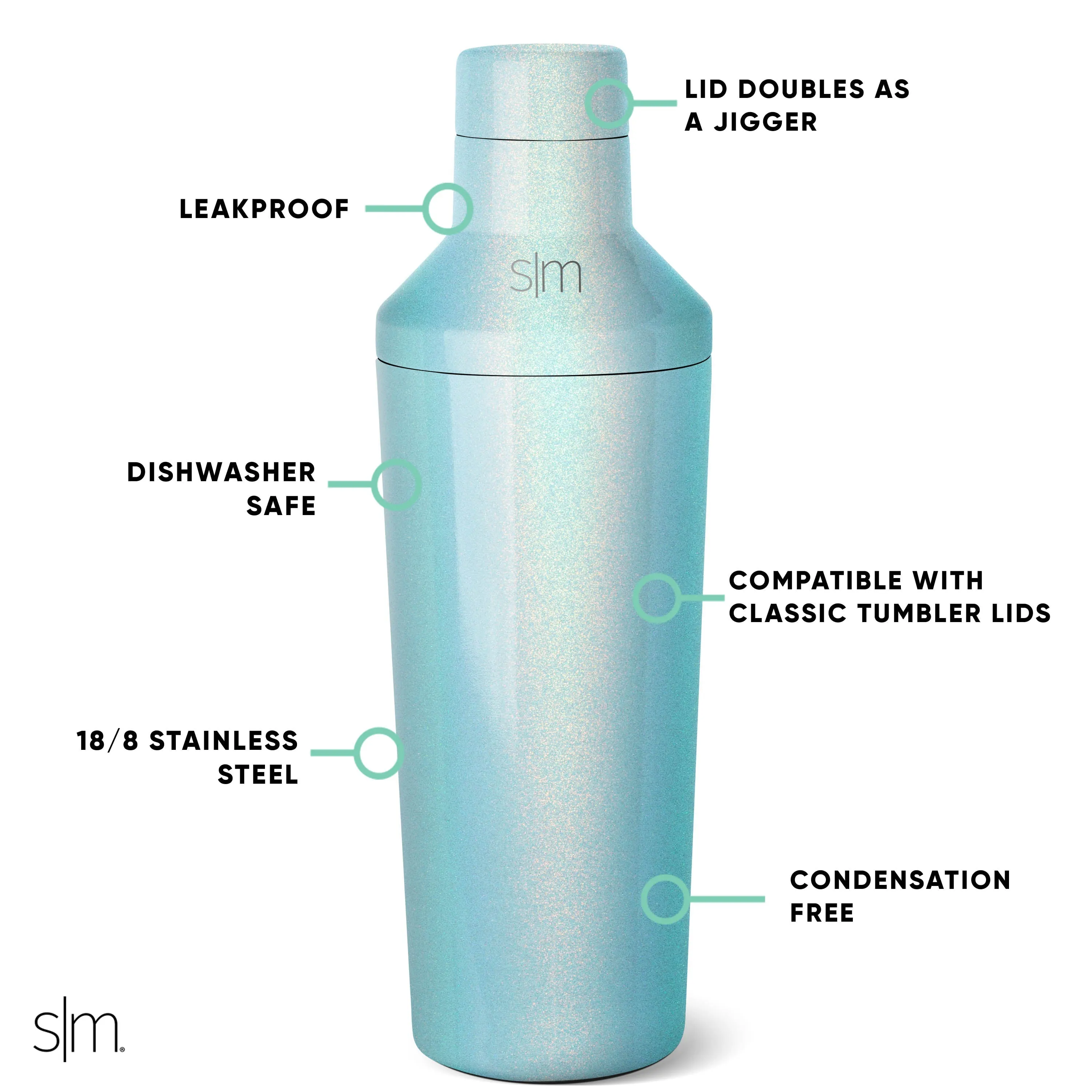 Classic Cocktail Shaker with Jigger Lid