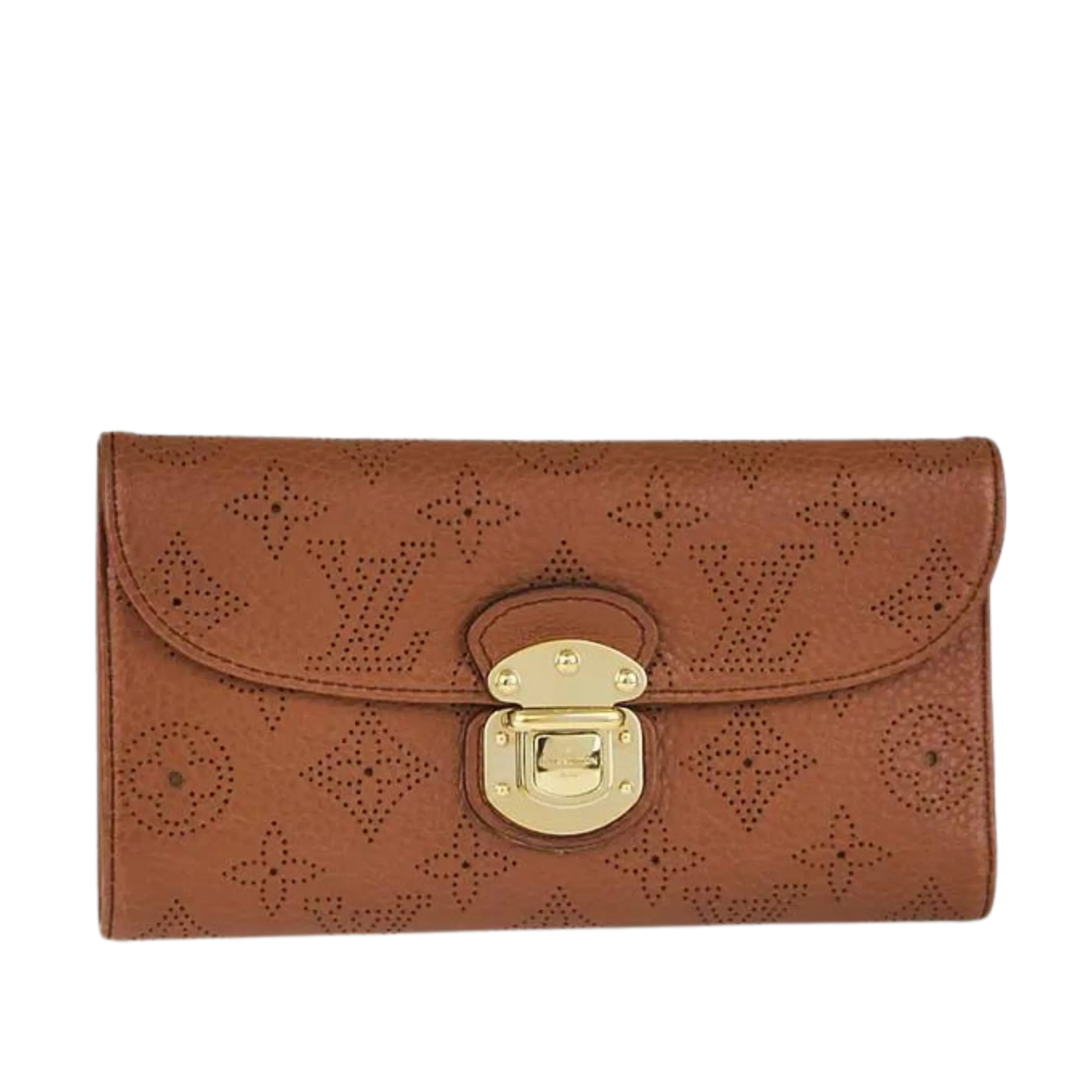 Cognac Monogram Mahina Leather Amelia Wallet