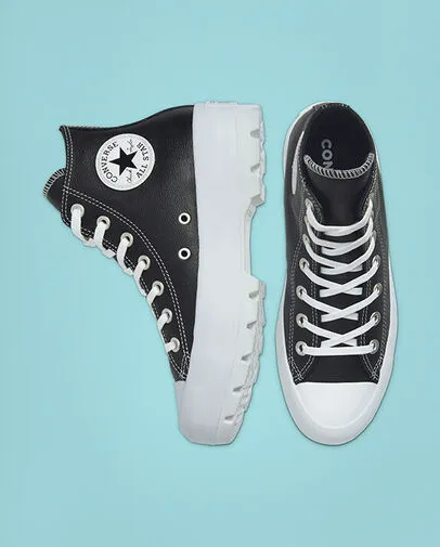 Converse women's shoe sneakers in leather Lugged HI Chuck Taylor All Star 567164C black white