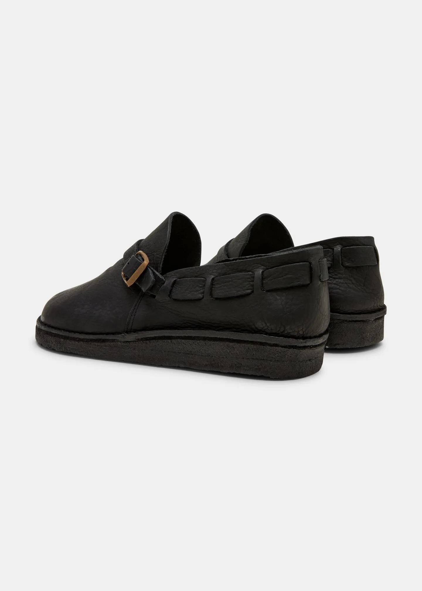 Corso Leather Buckle Monk Shoe On Crepe - Black