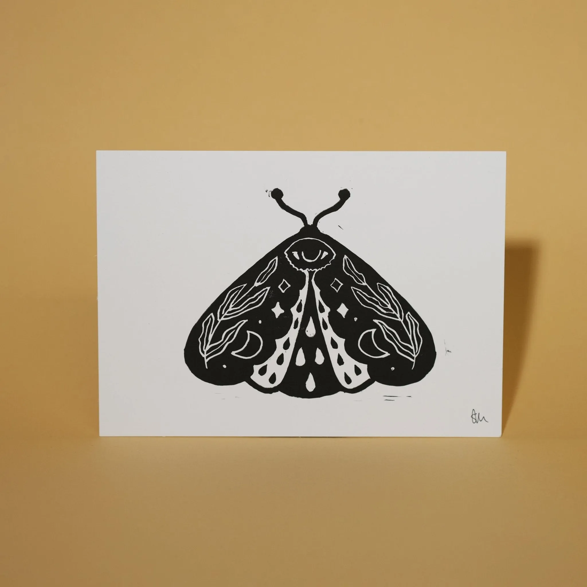 Crying Moth Linocut 5x7 Print