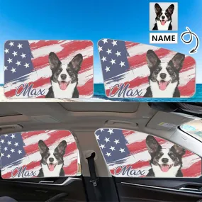 Custom Pet Face&Name Car Side Window Sun Shades 4-Pieces Personalized Privacy Curtains Block Light UV Rays Protection