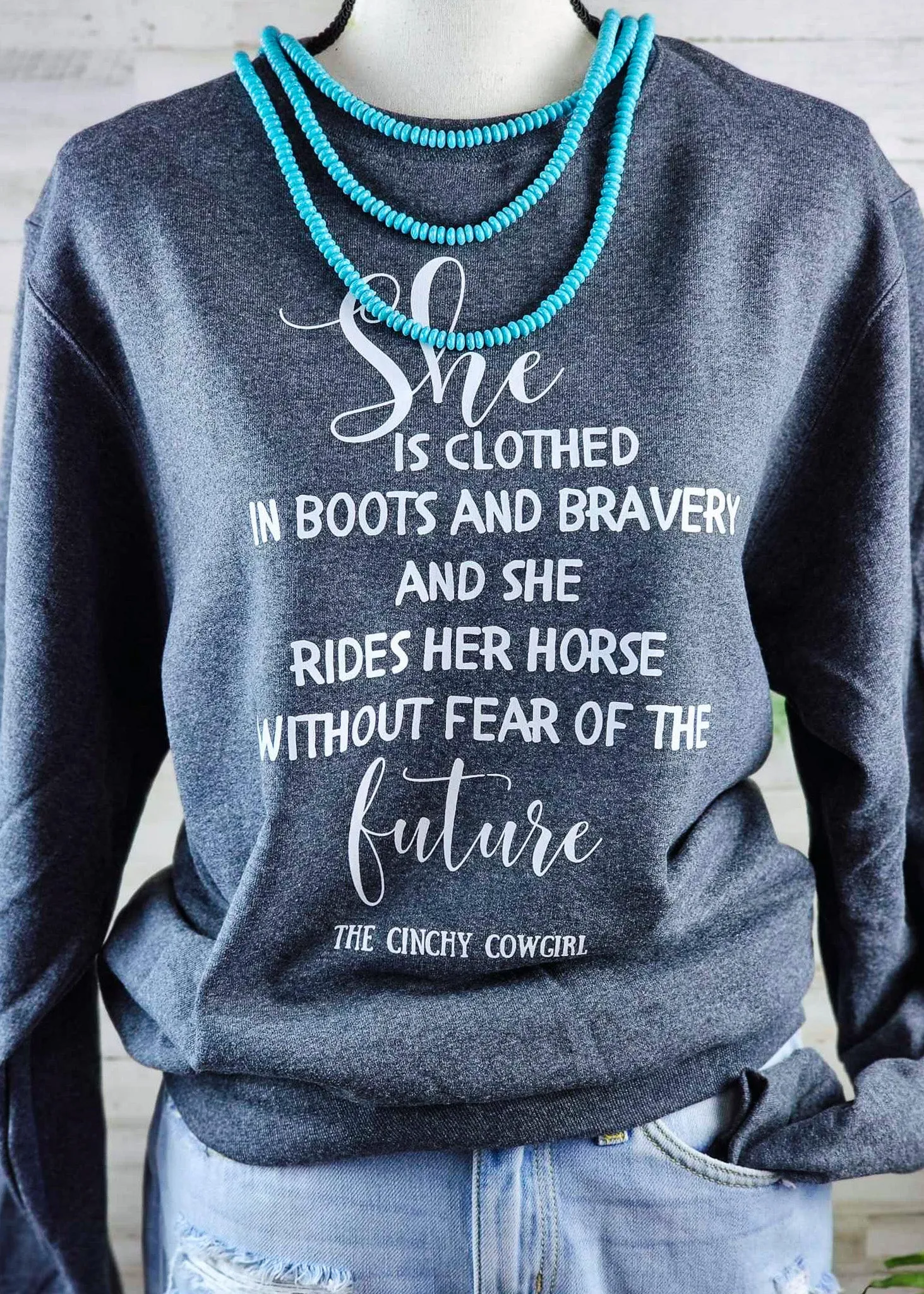 Dark Gray She is Clothed Pullover Sweatshirt