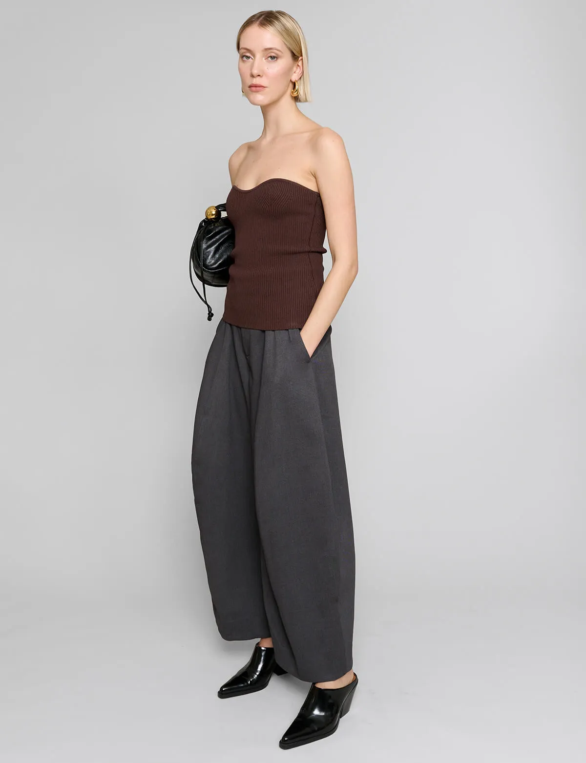 Dark Grey Barrel Leg Pants