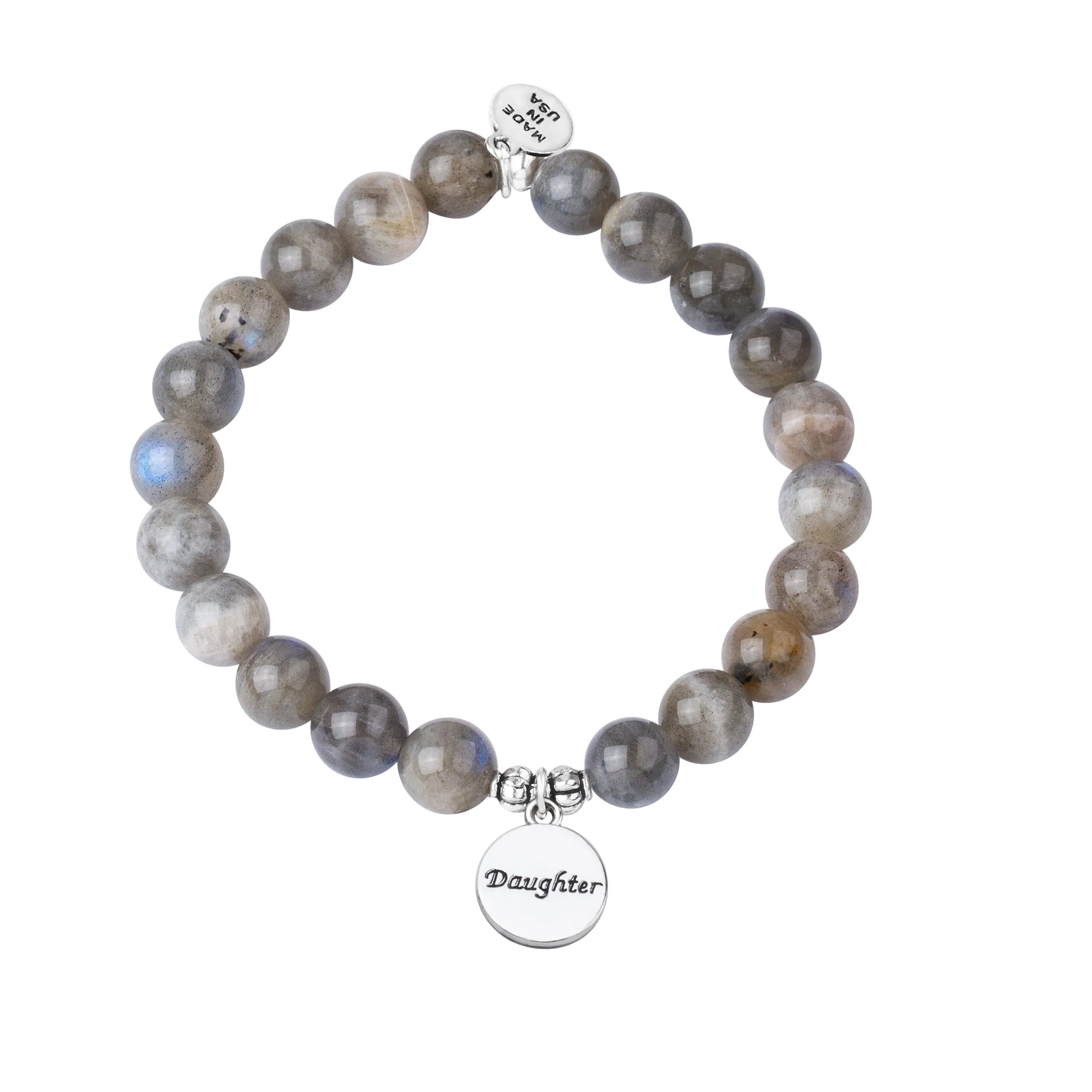 Daughter | Stone Beaded Charm Bracelet | Labradorite