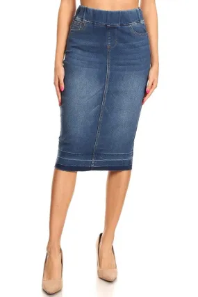 Debbie Jean Skirt Raw Hem-Medium Wash