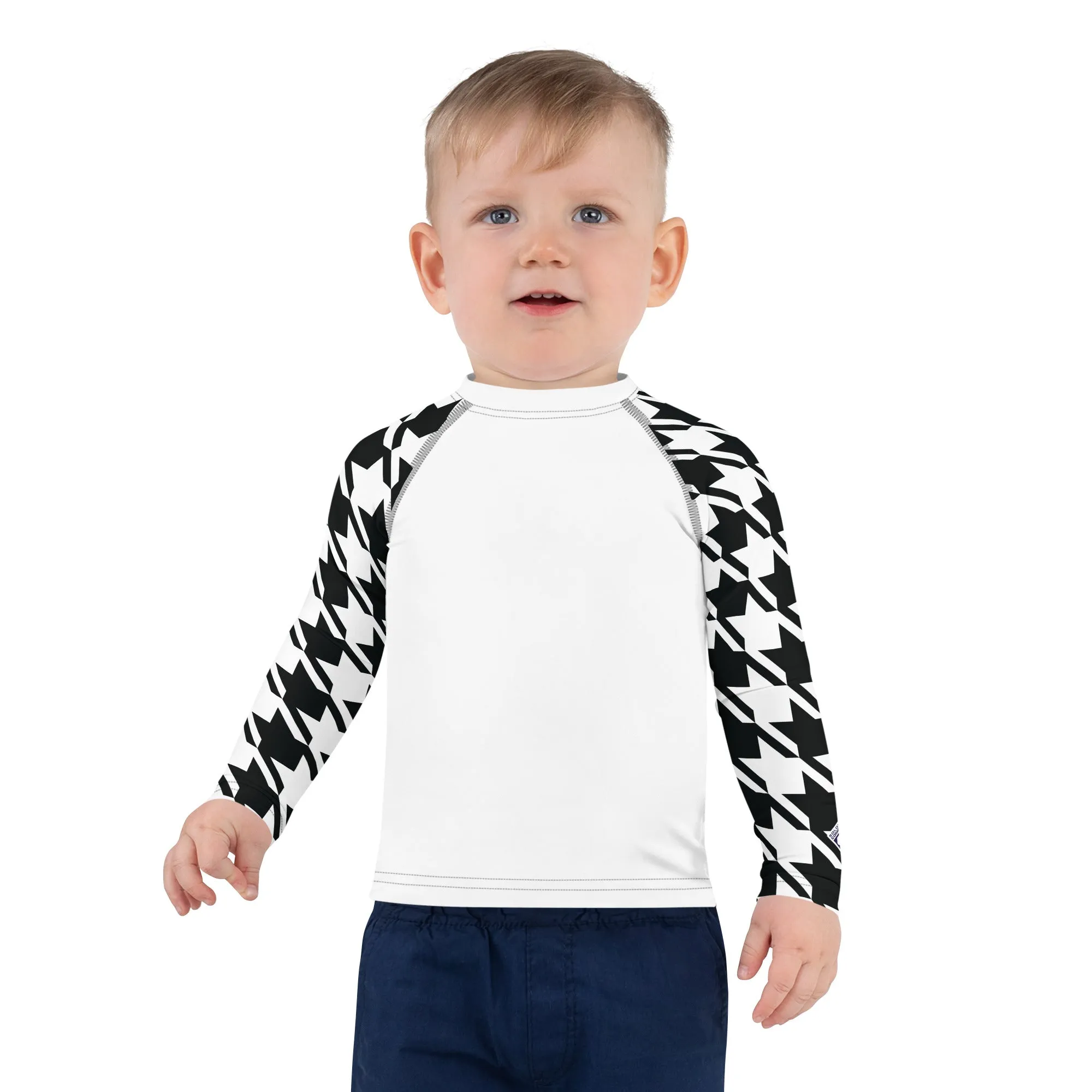 Dynamic Defense: Houndstooth Boy's Long Sleeve BJJ Rash Guard