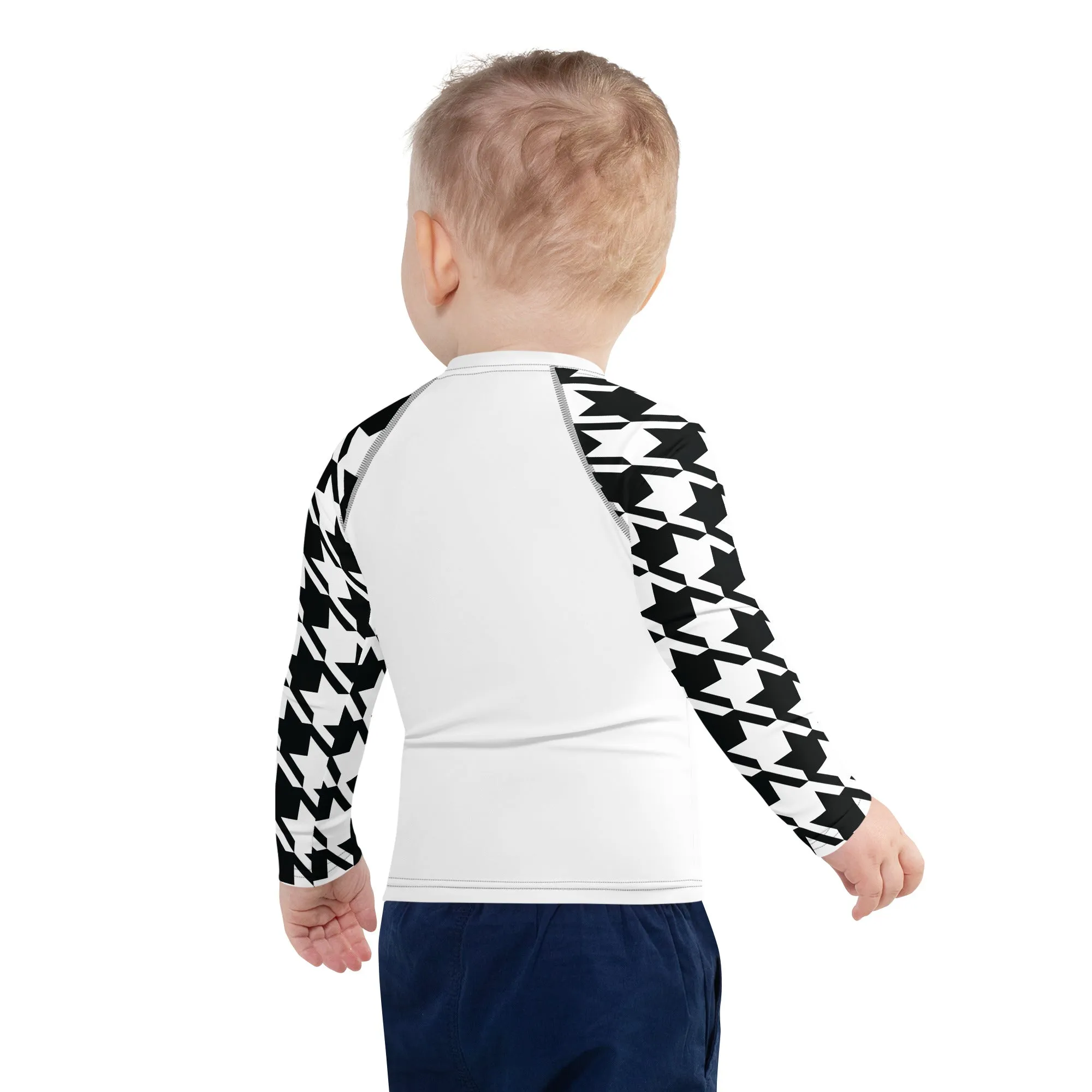 Dynamic Defense: Houndstooth Boy's Long Sleeve BJJ Rash Guard