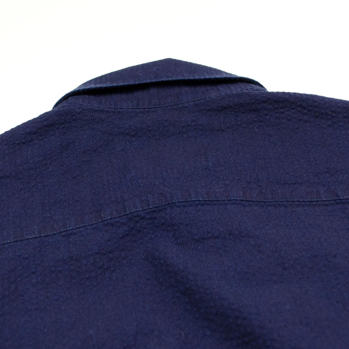 Ecole de Pensée - Journey Shirt - Indigo Seersucker Overdyed