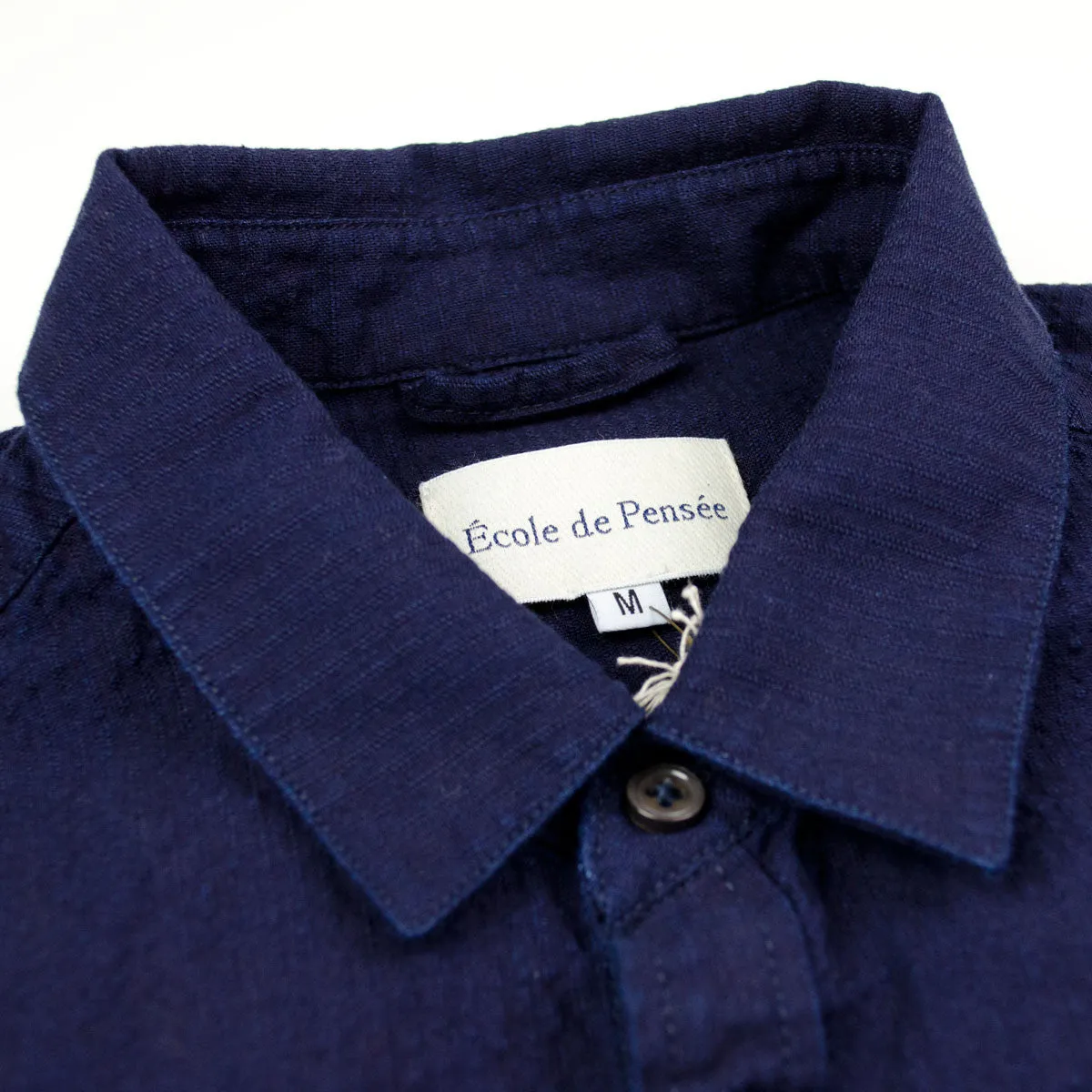 Ecole de Pensée - Journey Shirt - Indigo Seersucker Overdyed